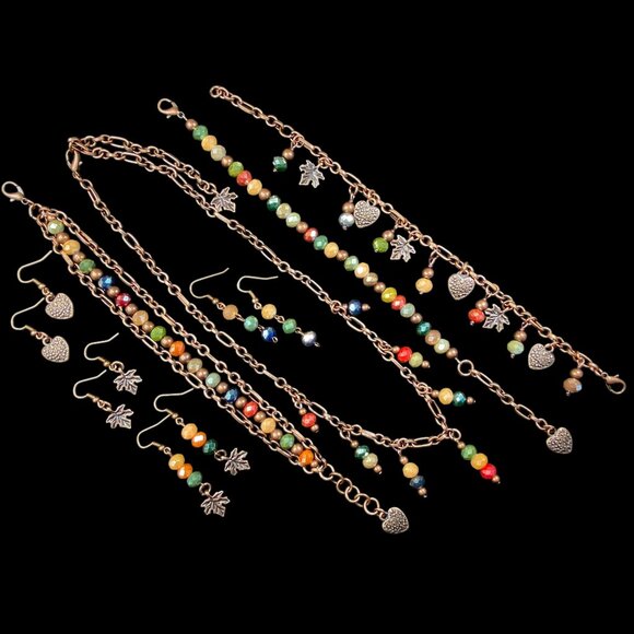 8pc Avante Jewelry COLLECTION Necklace Earrings Bracelets Coppertone Beads Chain - Picture 1 of 15